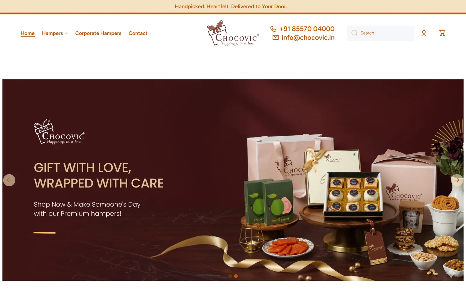Chocovic online store for sweets and gift hampers