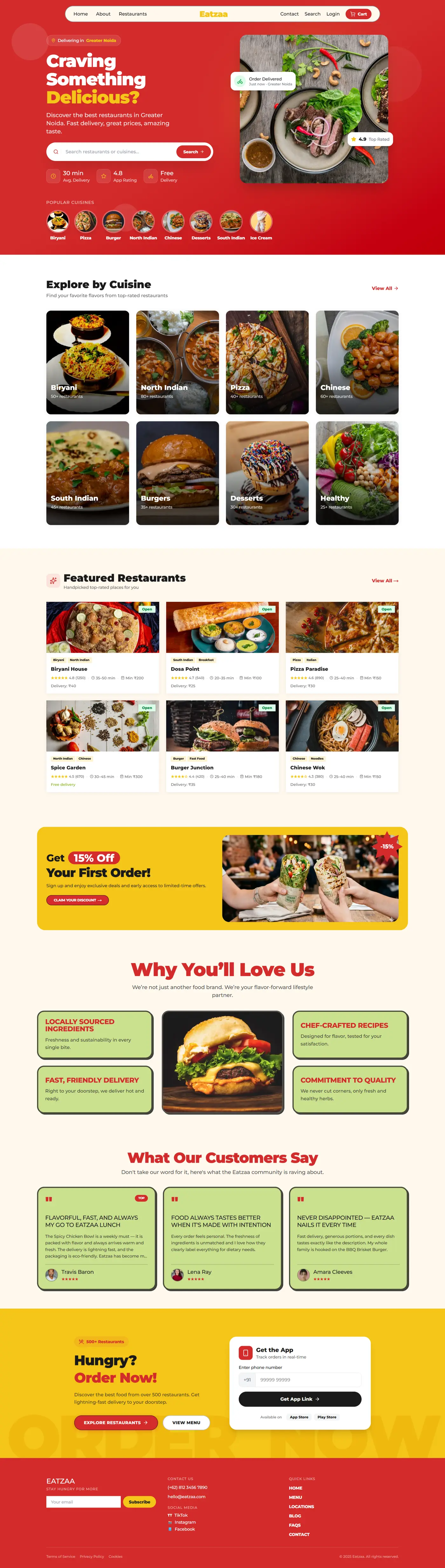 Eatzaa website, full length