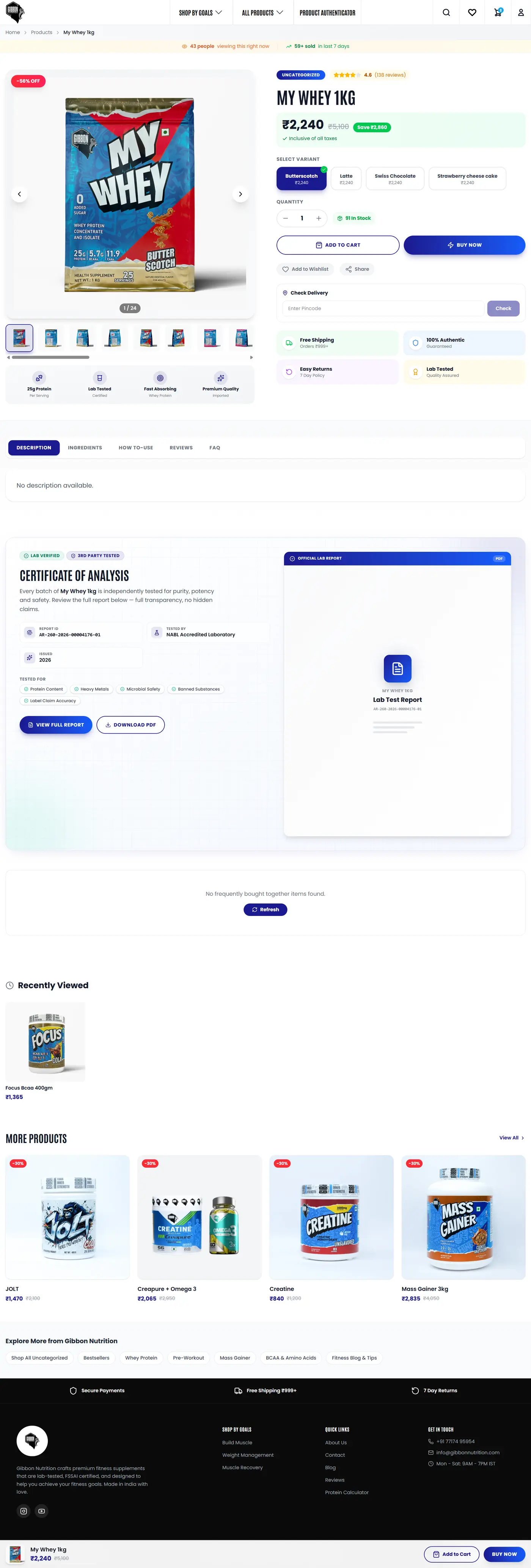Gibbon Nutrition product page
