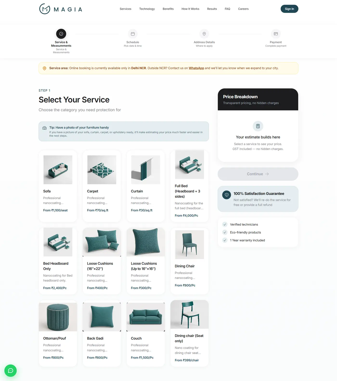 Magia service page