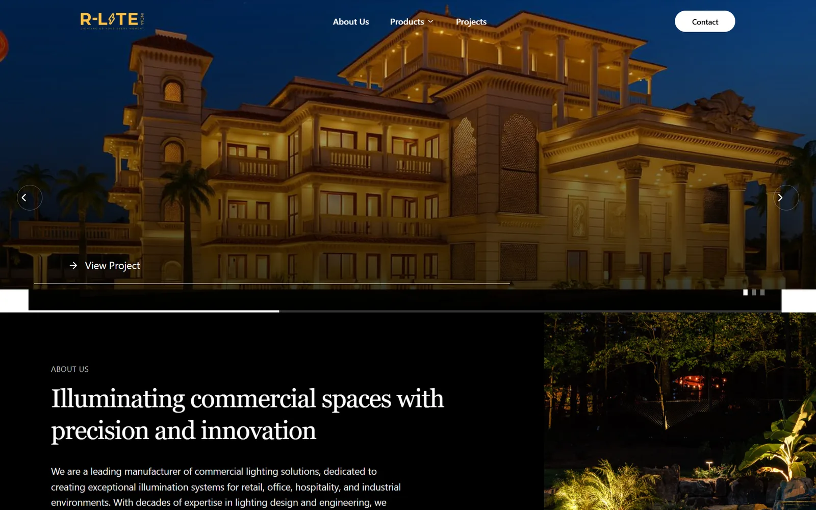 Rlite India architectural lighting website