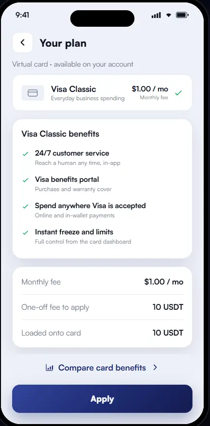 Xerovan Visa card
